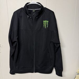 Monster Energy Official Tag Zip Up Pullover Expedition Series Black Men L EUC*
